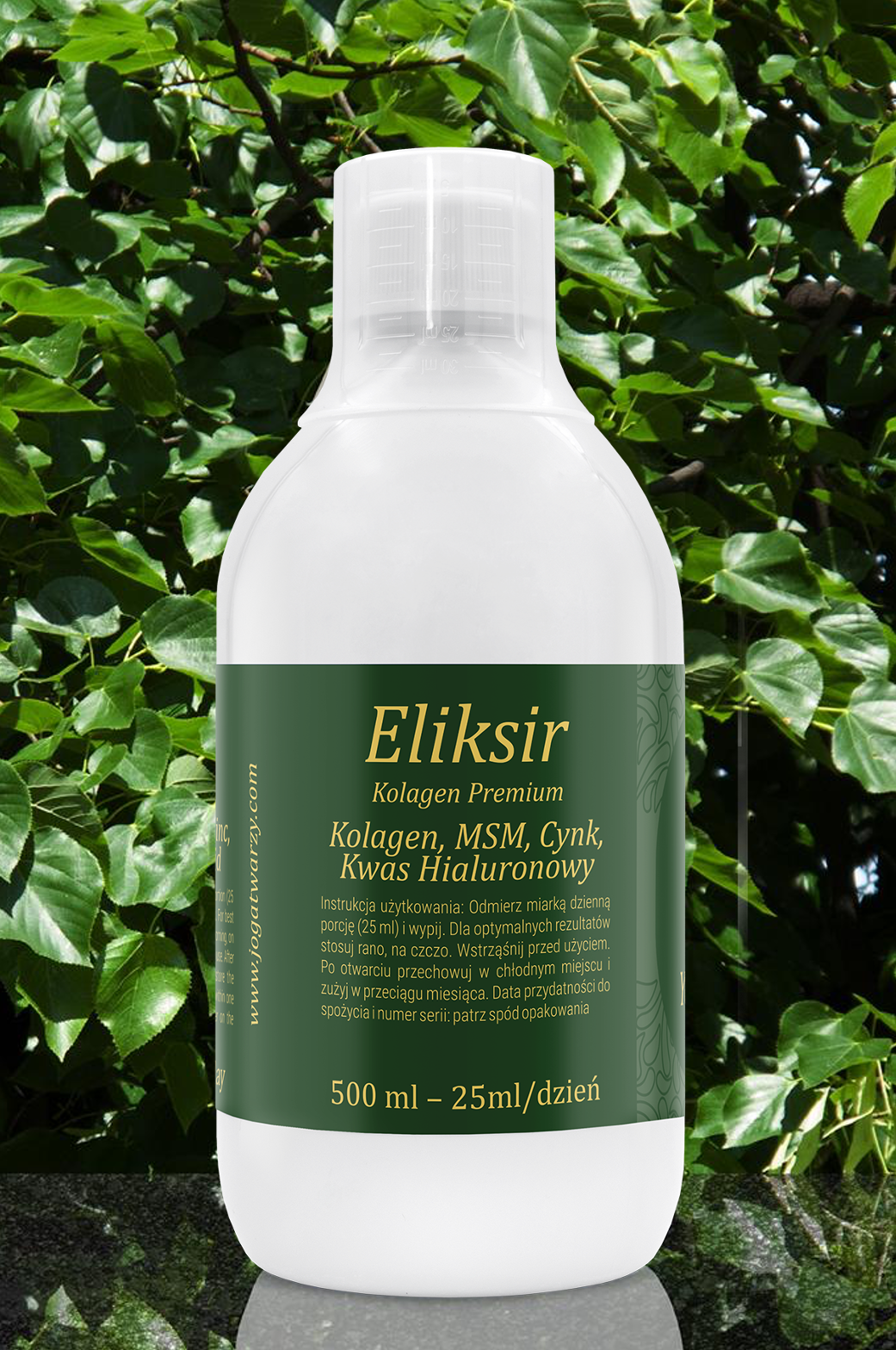 KOLAGEN PITNY PREMIUM ELIKSIR + MSM, WIT. C, B6, BIOTYNA, CYNK, KWAS HIALURONOWY - 500 ML